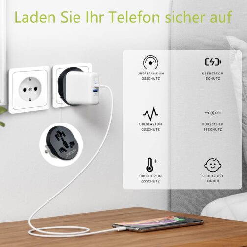 Pack of 2 Plug Adapter Socket, UK to EU Adapter, Adapter China Germany Plug, Universal Adapter, Adapter USA Germany Plug, Adapter Plug for Germany, USA, UK, Switzerland, China, etc – Bild 4