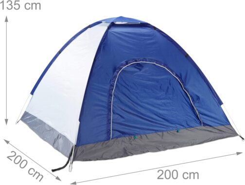 Relaxdays Pop Up Camping Tent H x W x D: 135 x 200 x 200 cm, throwing tent, water-repellent, small pack size, UV 50+, blue, blue – Bild 4