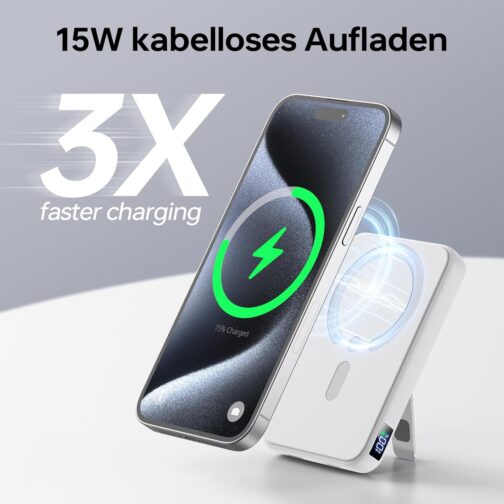 Power Bank for Magsafe, Eissix 12000 mAh Wireless Power Bank, PD 22.5 W USB-A Output, Wireless Portable Charger with Type-C Input and Output, LED Display for iPhone 16/15/14/13/12/Pro/Pro Max Ser – Bild 3