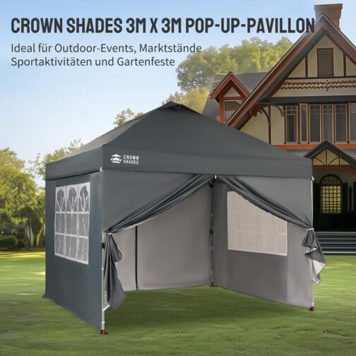 Gazebo 3 x 3 Waterproof Stable Winterproof with 4 Side Panels, Pop Up Garden Gazebo UV Protection 50+, Party Tent for Outdoor Camping, 3-Way Height Adjustable, Gazebo with Carry Bag – Bild 7