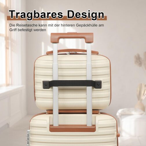 Joyway Suitcase Travel Suitcase from ABS Hard Shell Expandable Trolley Suitcase Set, white/brown – Bild 4