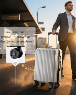 ABISTAB Hand Luggage Suitcase Travel Suitcase Voyager Hard Shell Suitcase Rolling Suitcase Twin Wheels Luggage X-M-L Set, silver, M, Suitcase