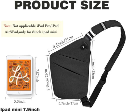 Fibrdoo Brusttasche, Anti-Diebstahl Sling Bag, Crossbody Schultertasche Herren Damen klein für Freien Reisen Wandern Joggen – Bild 3