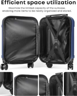 yonsly® Suitcase, Trolley, Travel Suitcase, Trolley Suitcase, Hand Luggage with 4 Wheels, 360°, ABS Hard Shell, Safety Lock, Soft Rubber Handle, 210D Lining, blue, S, YONSLY -B