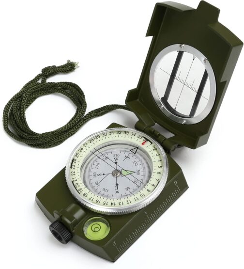 GWHOLE Waterproof Compass for Hiking Military Navigation with Pouch Lanyard and English User Guide