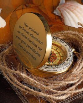 polar-effekt Gold Metal Compass with Engraving – Gifts for Men – Ideal for Birthday and Anniversary – Outdoor Pocket Compass for Hiking