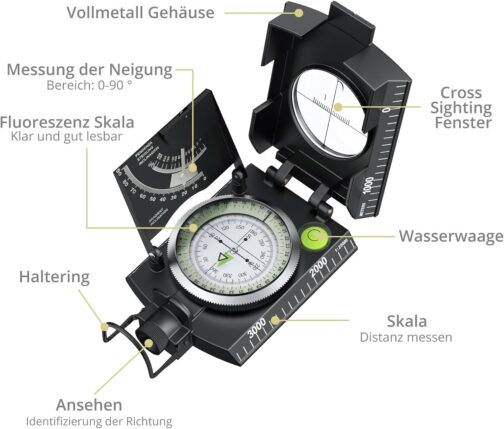 Anbte Kompass Militär mit Klinometer Professioneller Marschkompass IP65 Compass mit Tragetasche Wasserdicht Navigation Compass für Jagd Camping Wandern Outdoor-Aktivitäten – Bild 4