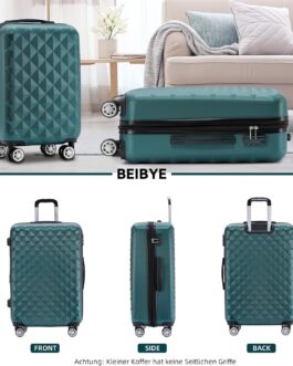 BEIBYE Twin Wheels 2066 Hard Case – 15 Colours – ABS Plastic – Combination Lock with Double Zip – Exclusive Interior and Extensive Functions, Dark green, L