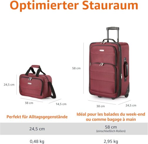 Amazon Basics Softside Carry-on Entry Luggage Set, red, Softside entry carry-on set – Bild 4