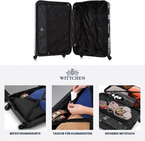 Wittchen Travel Suitcase, Hand Luggage, Cabin Luggage, Rolling Suitcase, Hard Shell, black – Bild 7