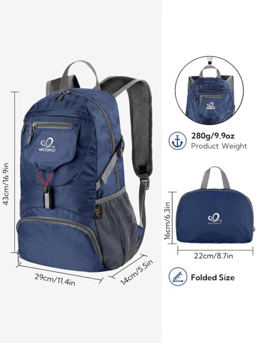 Waterfly Hiking Backpack, Ultralight Outdoor Backpack Foldable Waterproof Multifunctional Daypack for Cycling Travel Climbing Sports, 20 Litres – Bild 3