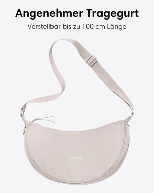 LARKSON Crossbody Bag for Men and Women - Solveig Medium - Shoulder Bag in Half Moon Style - Semi-Circular Shoulder Bag - Moon Bag Design - Water-Repellent, sand, Unit size, Minimal – Bild 3
