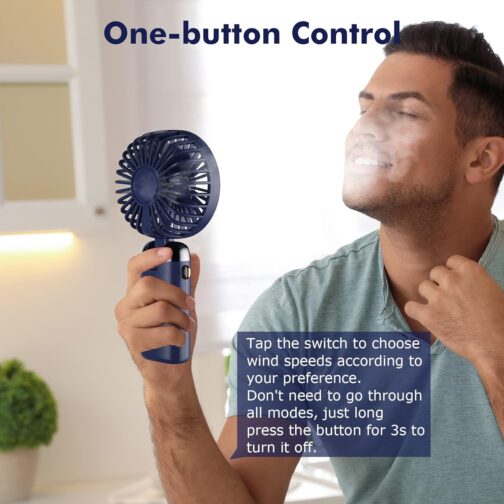 Handheld Fan, Portable Mini Fan, Rechargeable, Small Pocket Fan with 5 Speed Levels, Integrated 4200 mAh Batteries, Foldable USB Fan for Office, Outdoor Use – Bild 4