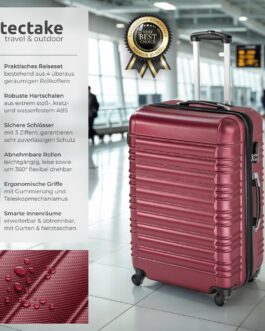 TecTake 4 Piece ABS Travel Suitcase Set Trolley Hard Case 4 Wheels 360 Degrees Various Colours