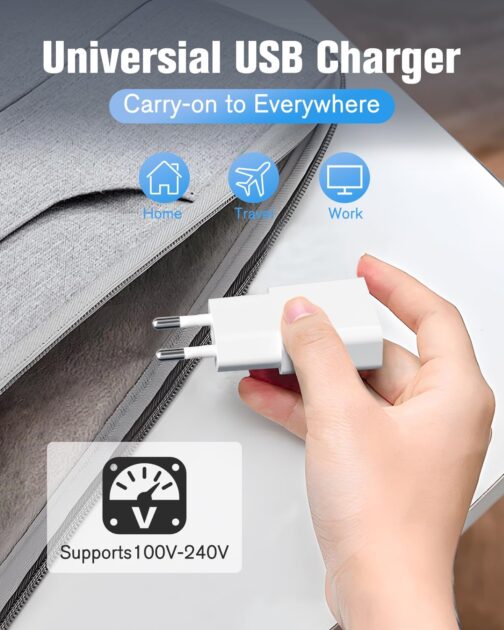 USB Charger 5W Slim Charging Plug Power Supply 5V 1A 2Port USB C+ USB A Power Plug Adapter, Socket Adapter for iPhone, eBook Reader, Xperia, MP3, Smartphone (White) (Thickness 1.45 cm/1 Pack) – Bild 6
