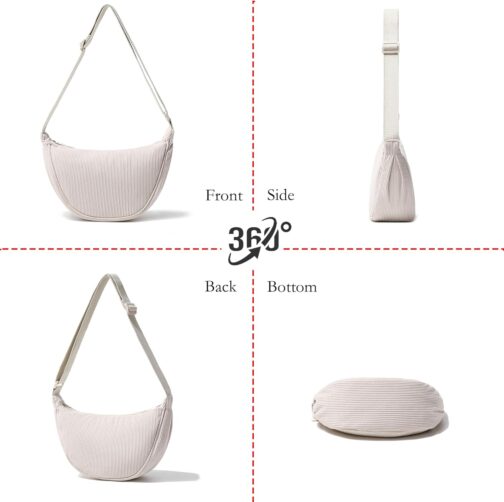 Micmores Shoulder Bag Women's Bum Bag Women's Stylish Nylon Crossbody Bag Women's Crescent Moon Bag Shoulder Bag with Adjustable Shoulder Strap, Y2K Belt Bag for Any Occasion, Beige2, shoulder bag – Bild 5