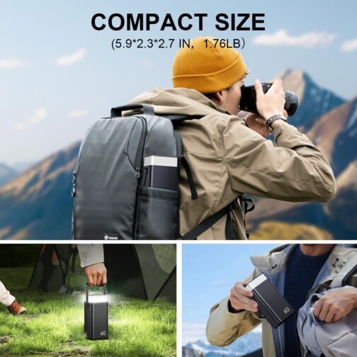 CUZAR Power Bank 60000 mAh 22.5 W Fast Charger Portable Charger with Integrated Cables for iPhone 16/15/14/13, Xiaomi, Travel, Camping, Outdoor ​ – Bild 7