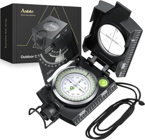 Anbte Kompass Militär mit Klinometer Professioneller Marschkompass IP65 Compass mit Tragetasche Wasserdicht Navigation Compass für Jagd Camping Wandern Outdoor-Aktivitäten