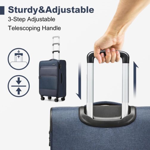 British Traveller Soft Luggage Suitcase, blue – Bild 3