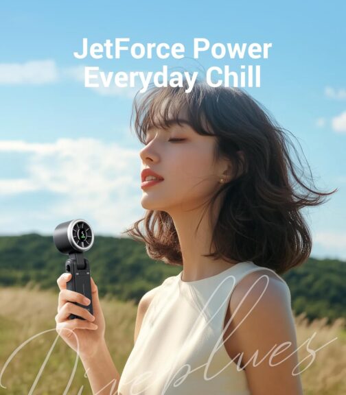 Diveblues Portable Turbo Handheld Fan, 9 m/s High Speed, 5-Level Wind, Rechargeable Battery, 3-in-1 Handy, Neck & Table Fan, Up to 12 Hours, for Travel, Office & Outdoor – Bild 7