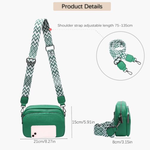 ZOUIQSS Damen Umhängetasche Leder Raute Frauen Crossbody Schultertasche Metallknopf Handtasche mit verstellbaren Schultergurten – Bild 2