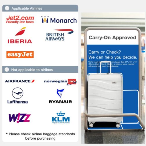 KONO Trolley Case with Beauty Case, 100% PP Suitcase Set, cream white – Bild 10