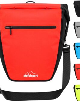 gipfelsport Bicycle Bag for Pannier Rack – Pannier Rack Bag I Bicycle Bags, Saddle Bags with 21 L Volume I Waterproof, Reflective, Red