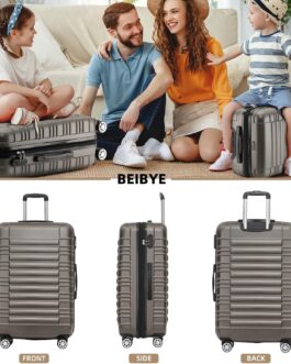 BEIBYE Hard Shell Suitcase, Trolley Suitcase, Travel Suitcase, Twin Wheels Suitcase Set, coffee