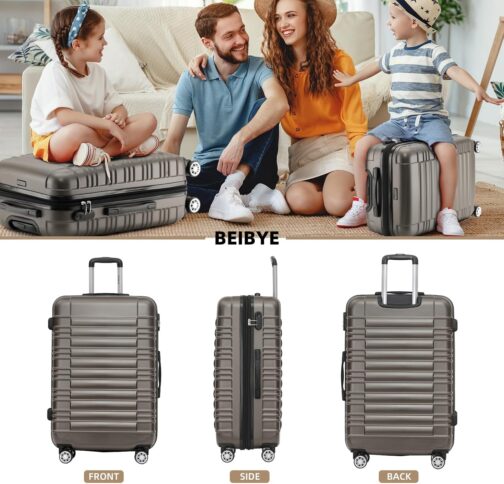 BEIBYE Hard Shell Suitcase, Trolley Suitcase, Travel Suitcase, Twin Wheels Suitcase Set, coffee – Bild 2