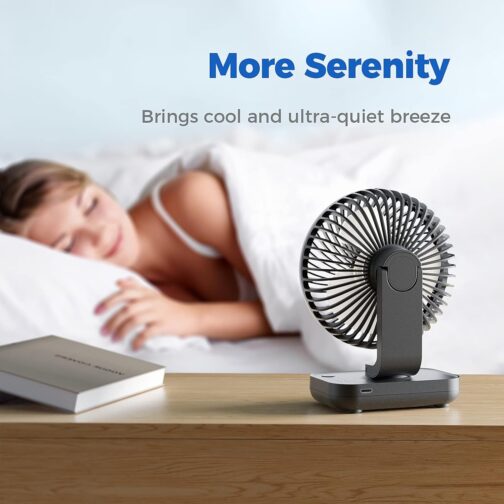 OCOOPA USB Fan Ultra Quiet - 4000 mAh Table Fan, 4 Speeds, Mini Fan for Desk, Home and Office, Black – Bild 6