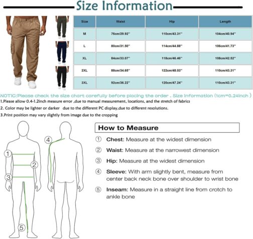 SOOUICKER Cargo Trousers Men's Baggy Casual Trousers with Side Pockets Trousers Relaxed Fit Hiking Trousers Summer Outdoor Trousers for Men Cargo Jogging Bottoms with Button Placket Cargo Trousers – Bild 5