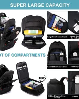 Trolley Backpack with Wheels Laptop Travel Backpack for Adults School Bag with Wheels Business Trolley Laptop Bag, black, School bag with wheels