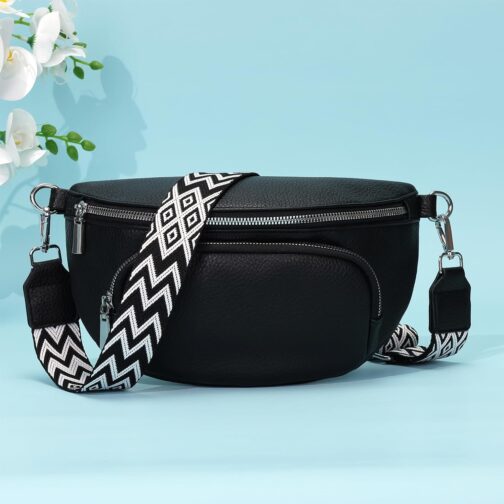 Rorimyth Bum Bag Women's Black Shoulder Bag Women's Small Handbag Women's Crossbody Bag Women's Belt Bag Women – Bild 8