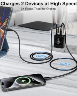 USB C Ladegerät, 40W 4-Ports Mehrfach Ladegerät mit USB-C und USB-A, Schnellladegerät PD 3.0 Power Adapter Netzteil Stecker für iPhone 16 15 14 Pro Max 13 12 11 SE XS XR 8 7, Samsung, Handys