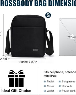 OSOCE Men’s Shoulder Bag Stylish Waterproof Shoulder Bag Messenger Bag Business Bag Crossbody Sling Bag for Work Travel Everyday Life (Black), Nylon_black, messenger