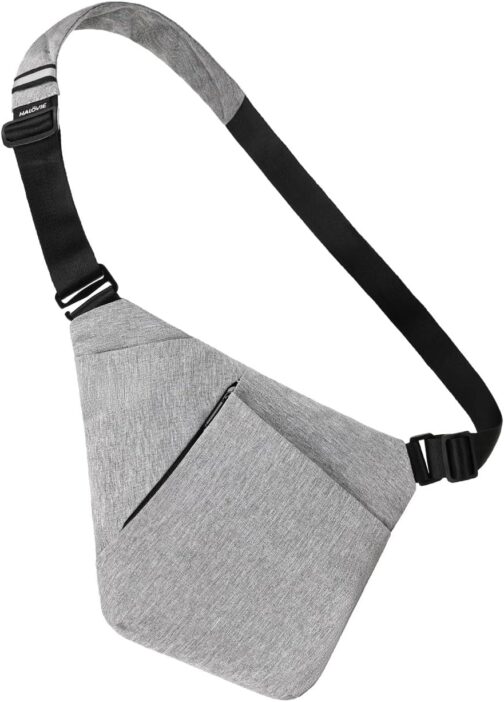HALOVIE Chest Pocket with RFID Protective Compartment Men's Large Shoulder Bag Anti-Theft Bag Sling Bag for Everyday Commuting and City Trips, Urbanq3-grey