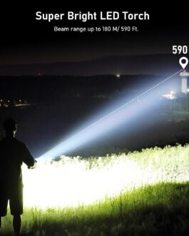 Blukar LED Torch Rechargeable, 2000 Lumens, Extremely Bright Zoomable Torches with 5 Light Modes and Long Operating Time, IPX6 Waterproof Hand Lamp for Camping, Hiking, Fishing, Outdoor, Emergency