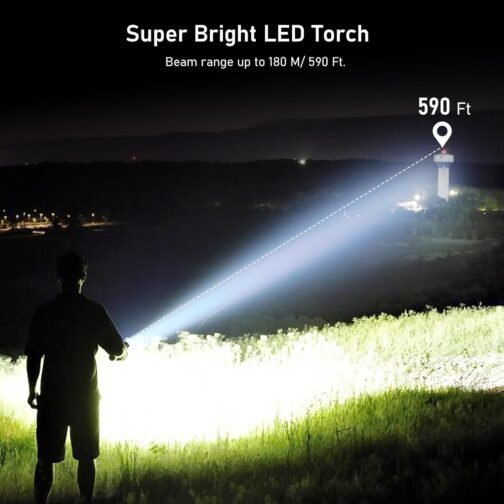 Blukar LED Torch Rechargeable, 2000 Lumens, Extremely Bright Zoomable Torches with 5 Light Modes and Long Operating Time, IPX6 Waterproof Hand Lamp for Camping, Hiking, Fishing, Outdoor, Emergency – Bild 2