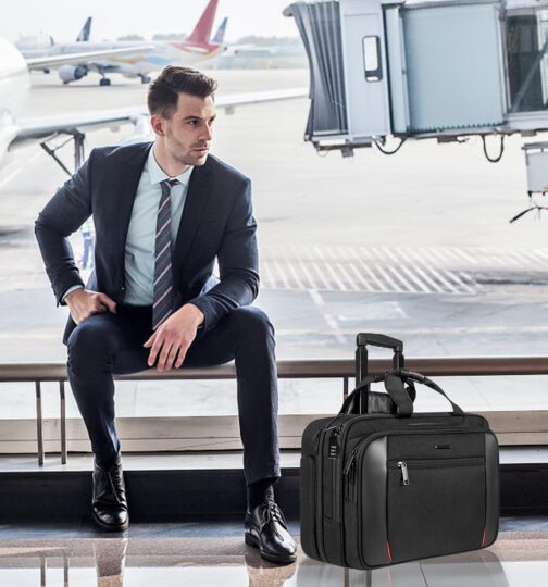 EMPSIGN Bussiness Trolley Laptop Bag with Wheels, Rolling Laptop Case with Wheels Up to 17.3 Inch Laptop Waterproof Briefcase for Business/Commuting/Travel/School, Black – Bild 7