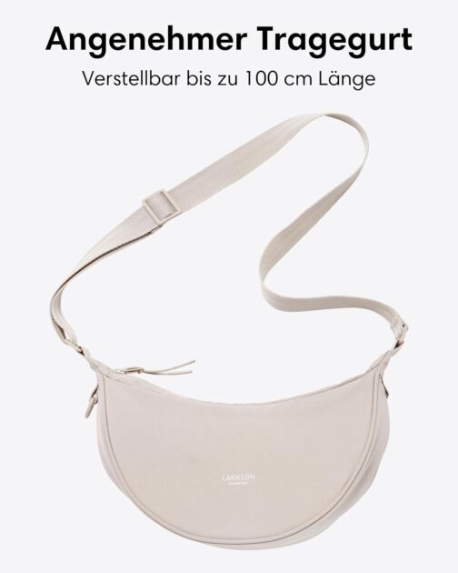 LARKSON Crossbody Bag for Men and Women - Solveig Medium - Shoulder Bag in Half Moon Style - Semi-Circular Shoulder Bag - Moon Bag Design - Water-Repellent, sand, Minimal – Bild 3