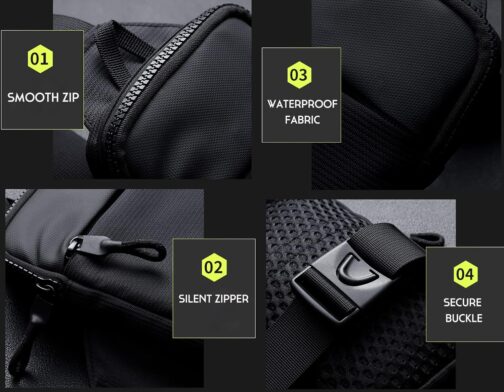 Simptech Running Belt Phone Holder, Mini Crossbody Chest Bag with Double Pocket, Water Resistant Fanny Pack, Hands-Free for Runners, Workout, Hiking, Cycling and Traveling., Black, shoulder bag – Bild 6