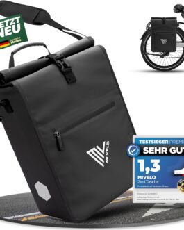 MIVELO 2-in-1 Bicycle Bag for Pannier Rack, Pannier Rack Bag, 100% Waterproof Bicycle Bag for Pannier Rack (Black, 25L)
