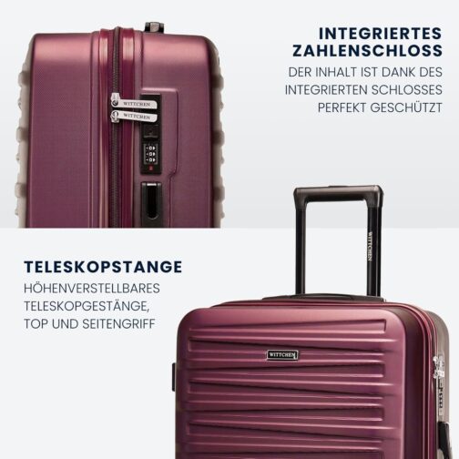 WITTCHEN Skyspeed Line ABS Hard Shell Suitcase Travel Suitcase Trolley Combination Lock Telescopic Handle 4 Wheels, maroon – Bild 4