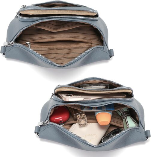 Sasrymnl Small bum bag women's beige shoulder bag women's small belt bag vegan leather handbag crossbody bag – Bild 5
