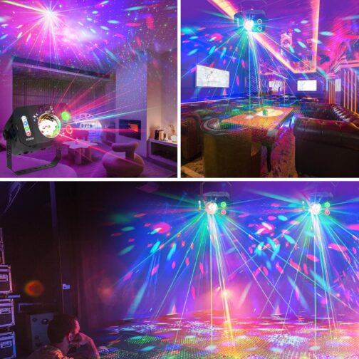 Disco Light Party Light, Fwiull 7 Lenses Disco Light with Remote Control, Disco Ball with Strobe, Voice Controlled Disco Light, Party Light with 2 m USB Cable for Festival, Halloween, Christmas, – Bild 5