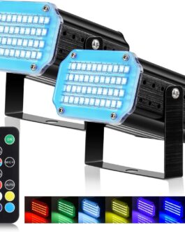 Pack of 2 Strobe Disco Light, Sound Activated and Flash Speed Control Party Light with 48 LEDs, Strobe Disco Light for Dance Parties, Birthdays, DJs, Bars, Karaoke, Christmas, Weddings, Clubs