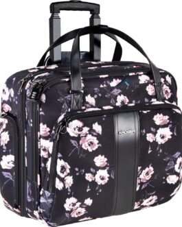 KROSER Trolley Business Laptop Case Laptop Bag Rolling Suitcase with Wheels Up to 15.6 Inch Laptop Waterproof Overnight Rolling Bag with RFID Pockets for Travel / School / Men / Women Reusable, Rose