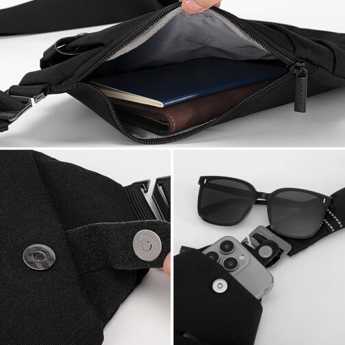 OSOCE Sling Chest Bag Cross Body Shoulder Backpack Anti Theft Travel Bags Daypack for Men Women B13-007 (Black) – Bild 5