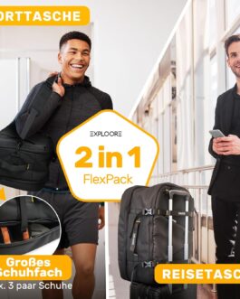 EXPLOORE Hand Luggage Suitcase, Travel Suitcase, Suitcase, Trolley, Hand Luggage 55 x 40 x 20 cm, black, S, Hard shell