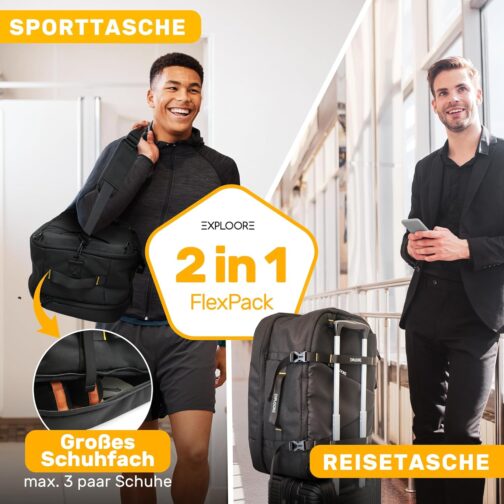 EXPLOORE Hand Luggage Suitcase, Travel Suitcase, Suitcase, Trolley, Hand Luggage 55 x 40 x 20 cm, black, S, Hard shell – Bild 2